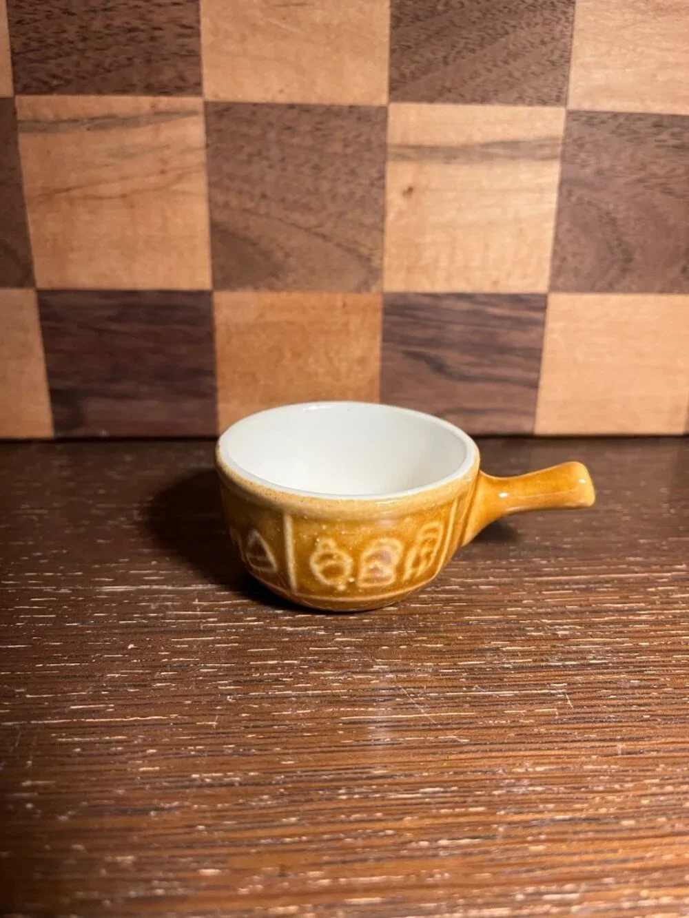Mini Child Toy Size Earthen Ware Handled Soup Bowl A567
